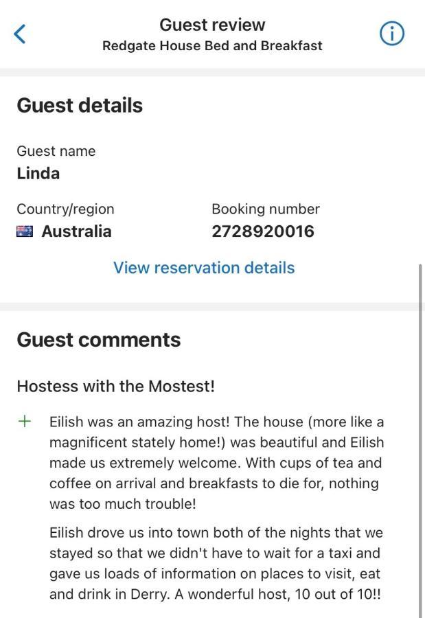 Redgate House Bed & Breakfast Londonderry Εξωτερικό φωτογραφία
